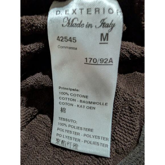 D. Exterior Women's Size Medium Made In Italy Brown Tunic Top Shirt Cotton EUC - Picture 13 of 16